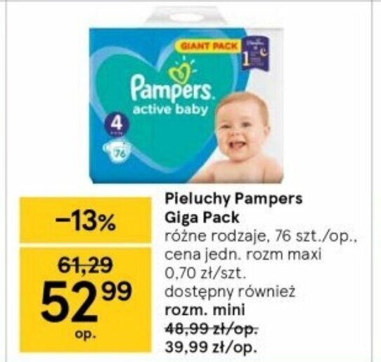 pieluchy pampers 5 tesco